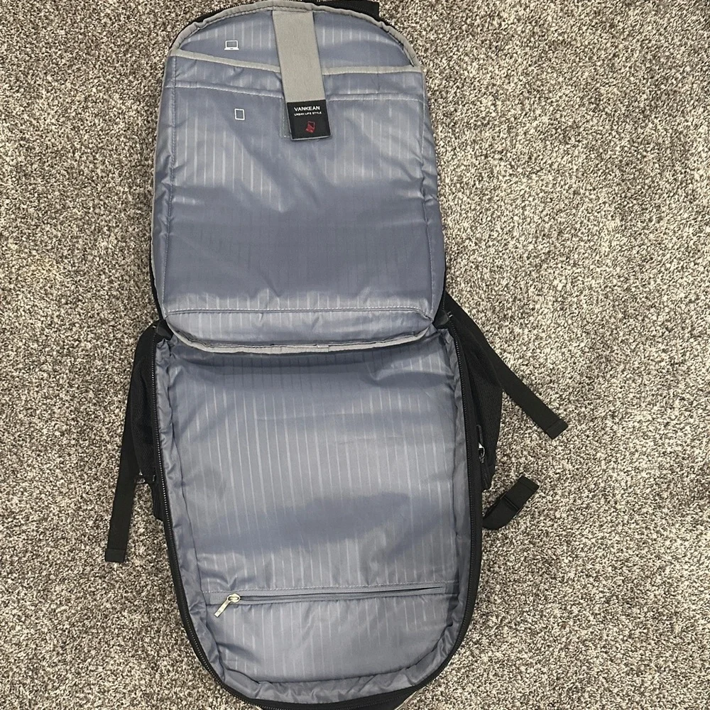 Vankean Black 16” Travel Laptop Backpack with Red Highlights